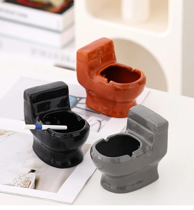 Description Picture 5 of itemCreative Ceramic Toilet Ashtray Storage Cigarette Case Home Decoration Accessories Suitable for Home Office Use Ceramic Ashtray