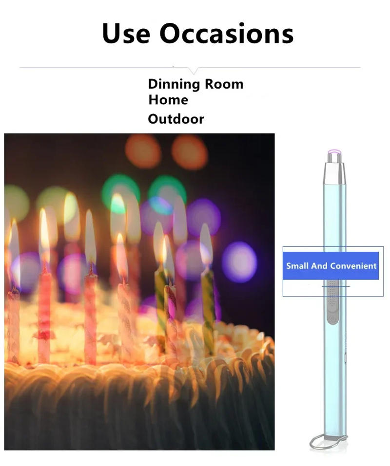 Description Picture 4 of itemUSB Type-C Charging Portable Hook Electric Arc Ignition Gun Metal Outdoor Windproof Kitchen Candle BBQ Gas Stove Pulse Lighter