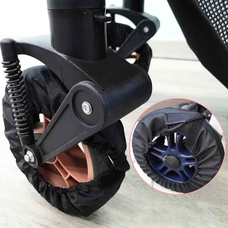 Description Picture 3 of item2pcs Infant Stroller Dustproof Tire Protector Baby Pushchair Wheel Anti-Dirty Wheel Cover Oxford Cloth Case Pram Accessories