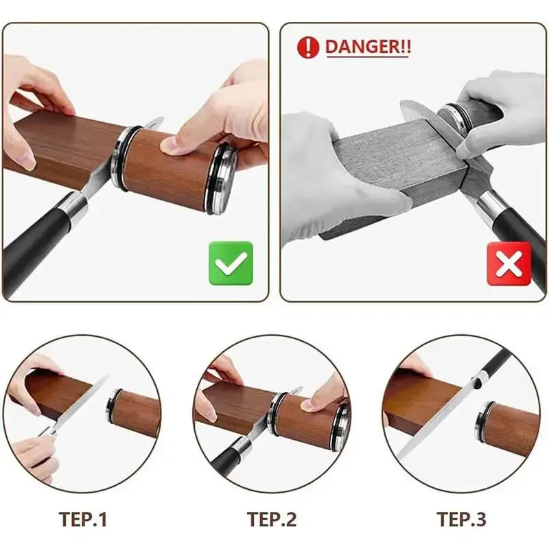 Description Picture 2 of itemMagnetic Rolling Knife Sharpener Diamond Sharpening Stone Wood Kitchen Grinding System 15 20 Degrees Angle Roller Accessory