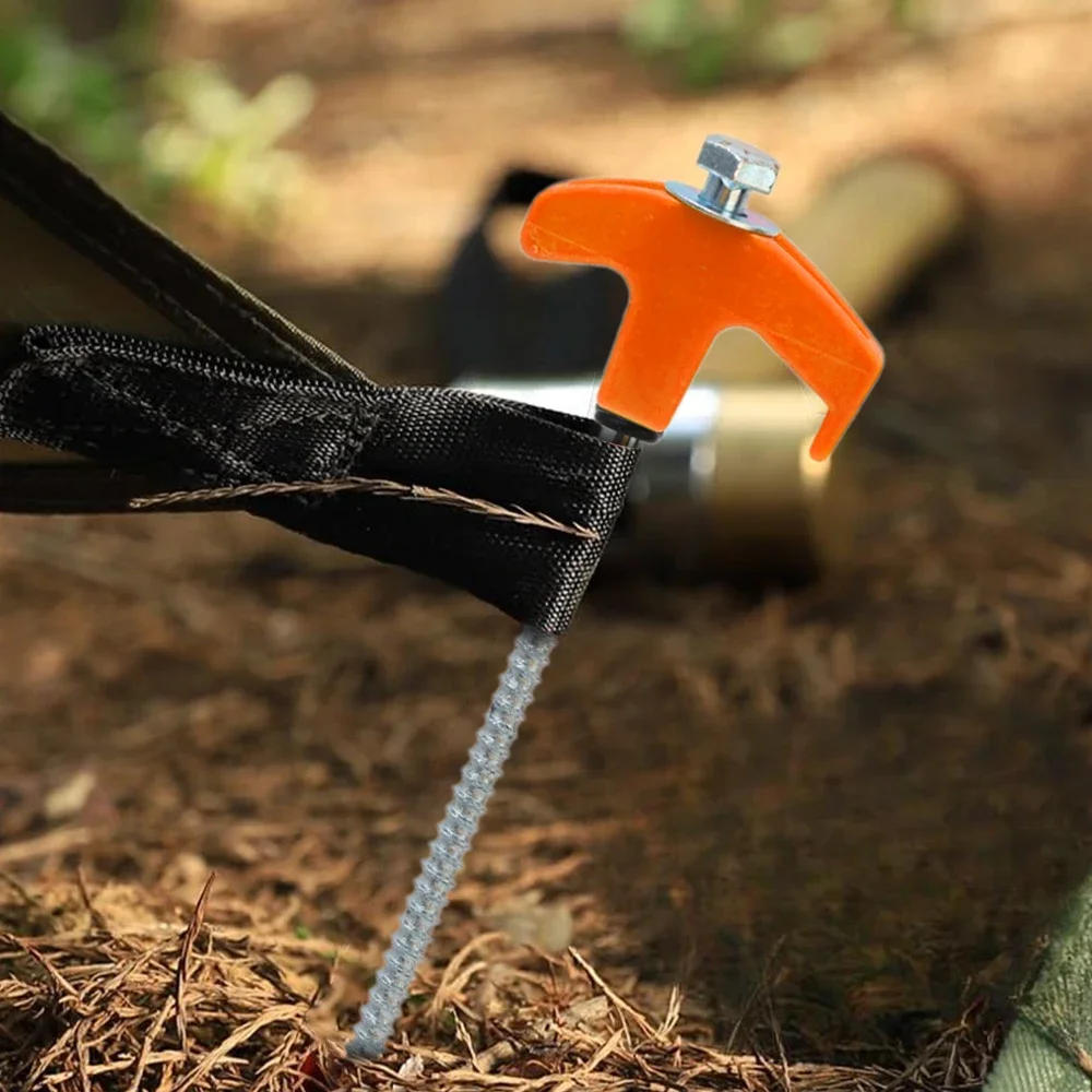 Description Picture 6 of item1/10pcs Tent Stakes Camping Equipment Unbreakable Hexagonal Spiral Tent Pegs Ground Stakes for Garden Camp Patio Hiking Outdoor