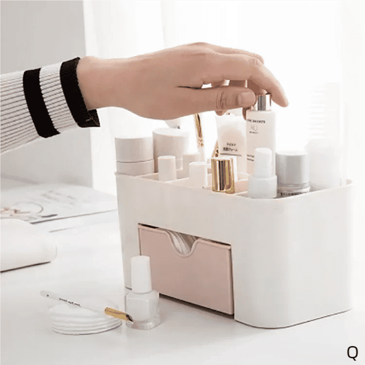 Description Picture 5 of itemDouble Layer Plastic Makeup Organizers Storage Box Cosmetic Drawers Jewelry Display Box Case Desktop Container Boxes Organizer