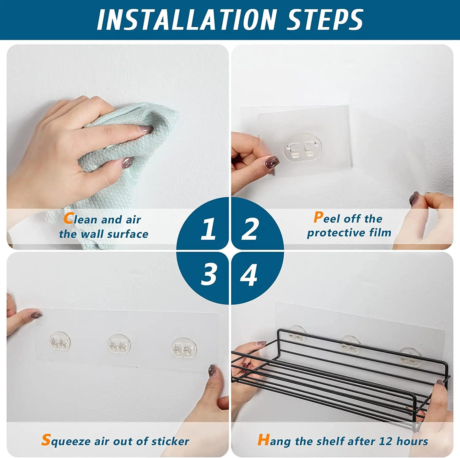 Description Picture 4 of item30 Pack Adhesive Hook Stickers Strong Adhesive Wall Hooks Shower Adhesive Replacement No Drilling Adhesive Hanging Hooks