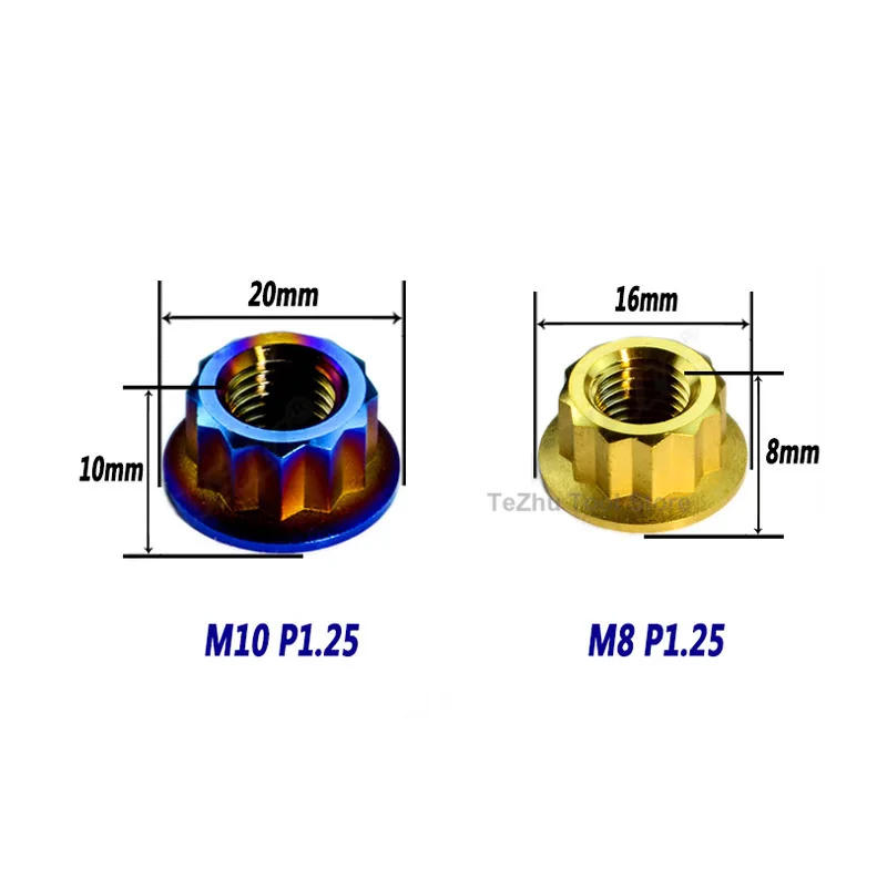 Description Picture 2 of item1Pcs Titanium Nuts Double Hex Flange 12 Point Nut M8 M10 Flange Nut For Motorcycle Modification
