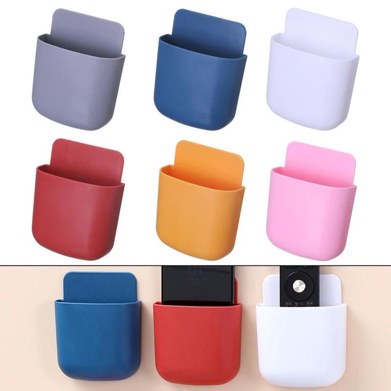 Description Picture 3 of item2pcs Punch-Free Rack Hanging Box Remote Control Holder Phone Storage Organizer Wall Shelf Adhesive Storage Case Home Organize
