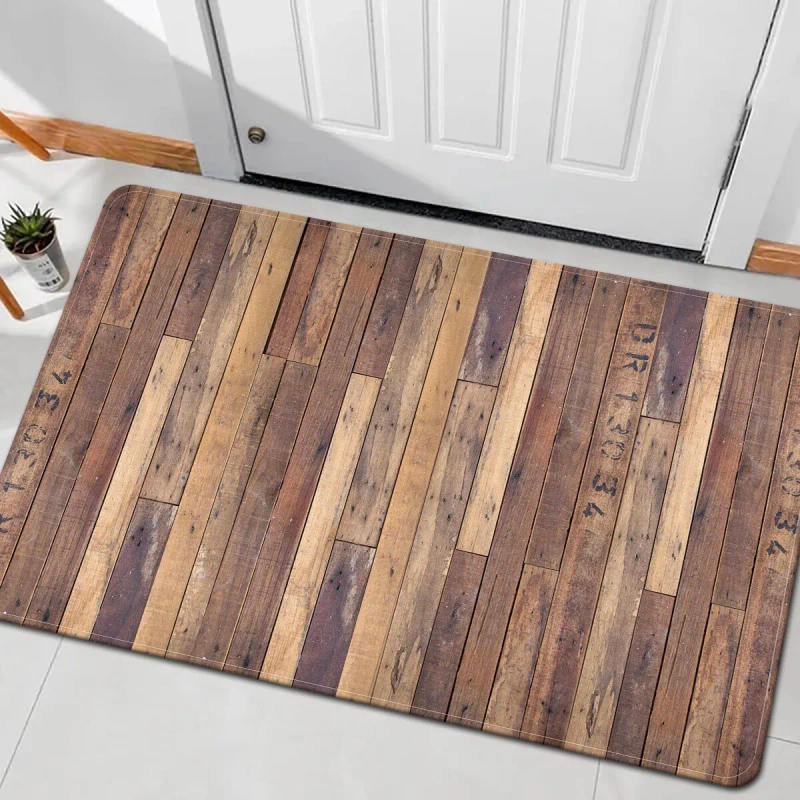 Description Picture 5 of item1pc Home Bedroom Woold Board Pattern Kitchen Non-slip Floor Mat Absorbent Anti-fouling Home Bathroom Floor Rug