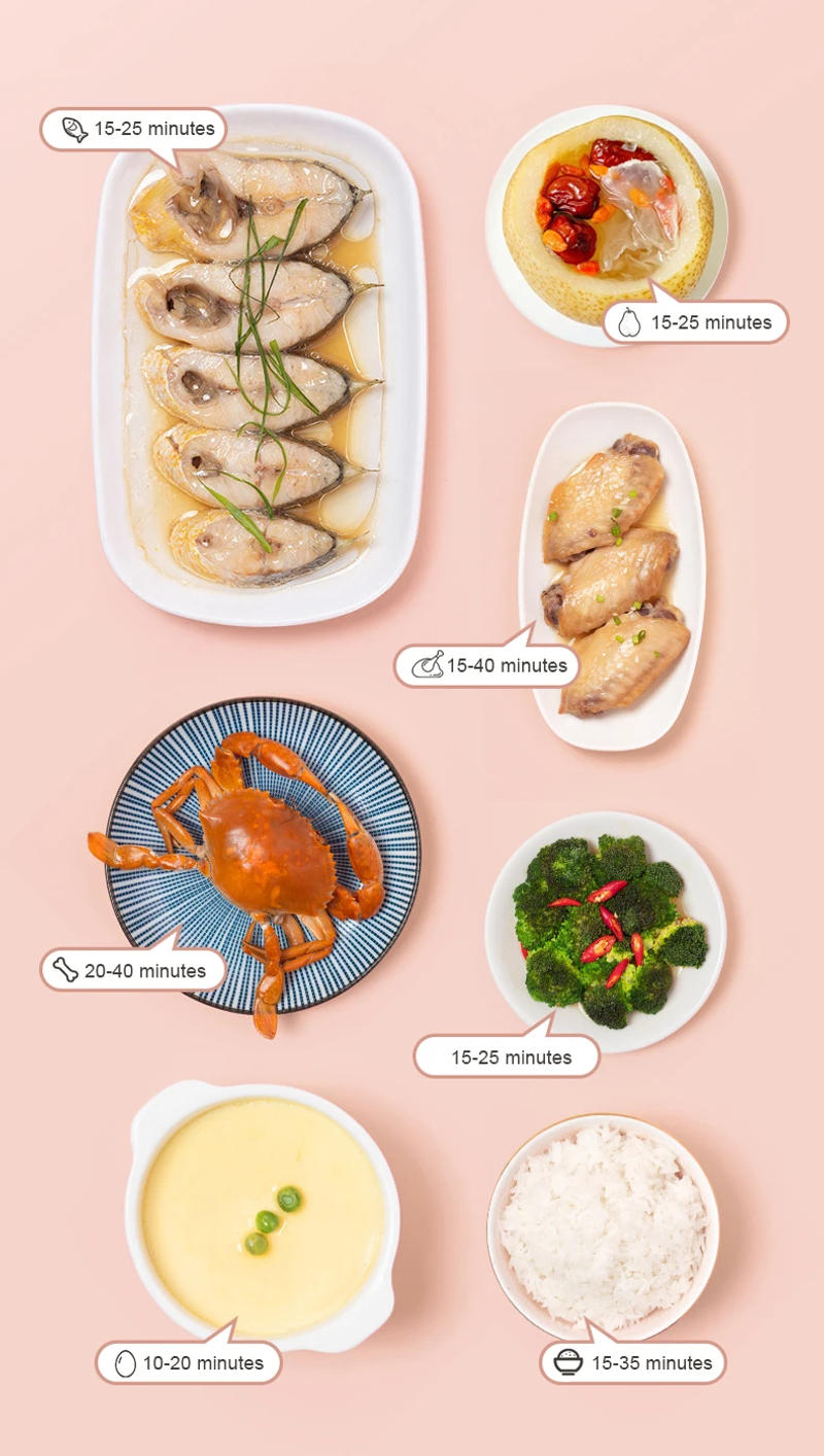 Description Picture 4 of item2L Mini Household Electric Food Steamer with Timer Knob control Auto Shut-off Visualization Food Warmer 3 layers Egg Boiler