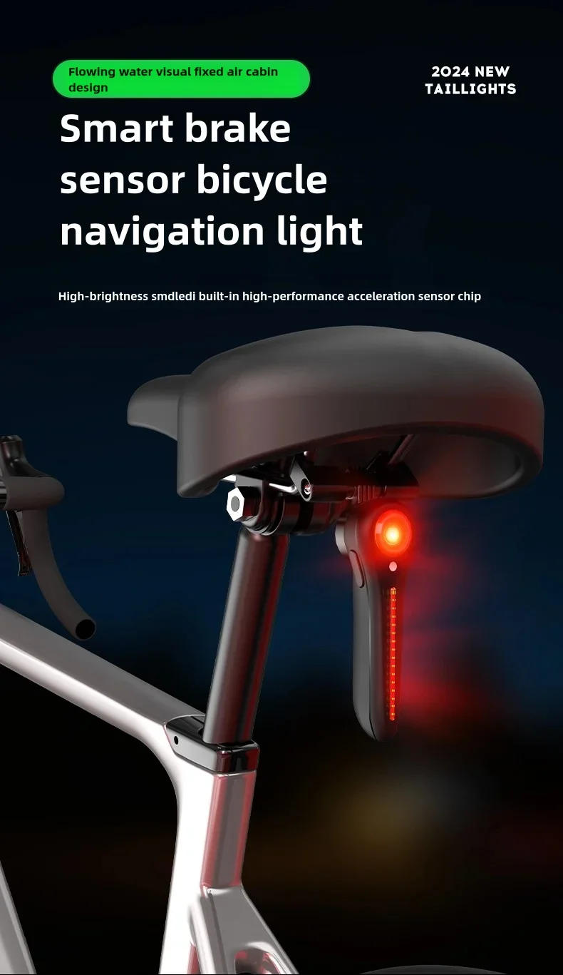 Description Picture 2 of itemBicycle Light IP65 Waterproof Bike SmartTaillight LED USB Rechargable Safety Back Light Riding Warning Saddle Bike Rear Light