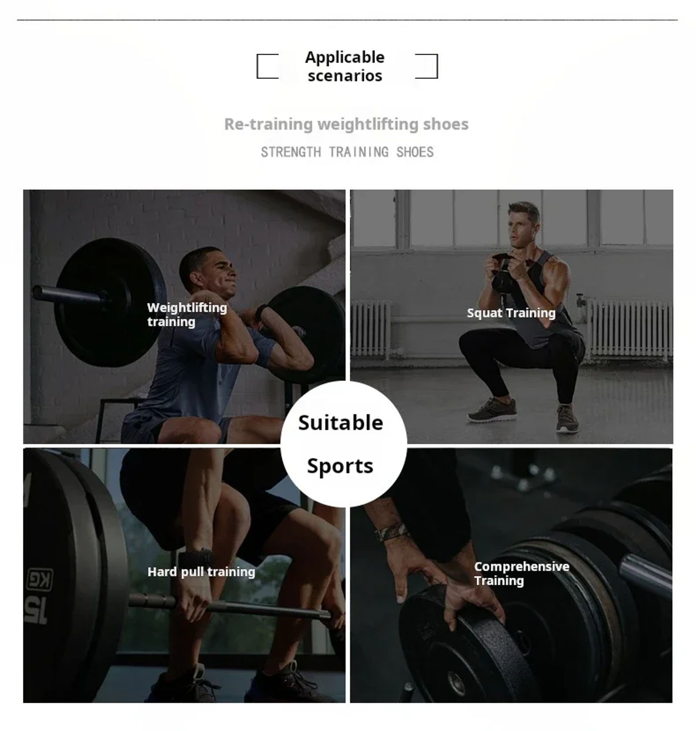 Description Picture 4 of itemProfessional Weightlifting Shoes for Men Women Hoop Loop Design Flat Bottom Suqte Power Training Indoor Sneakers Botas Boxeo