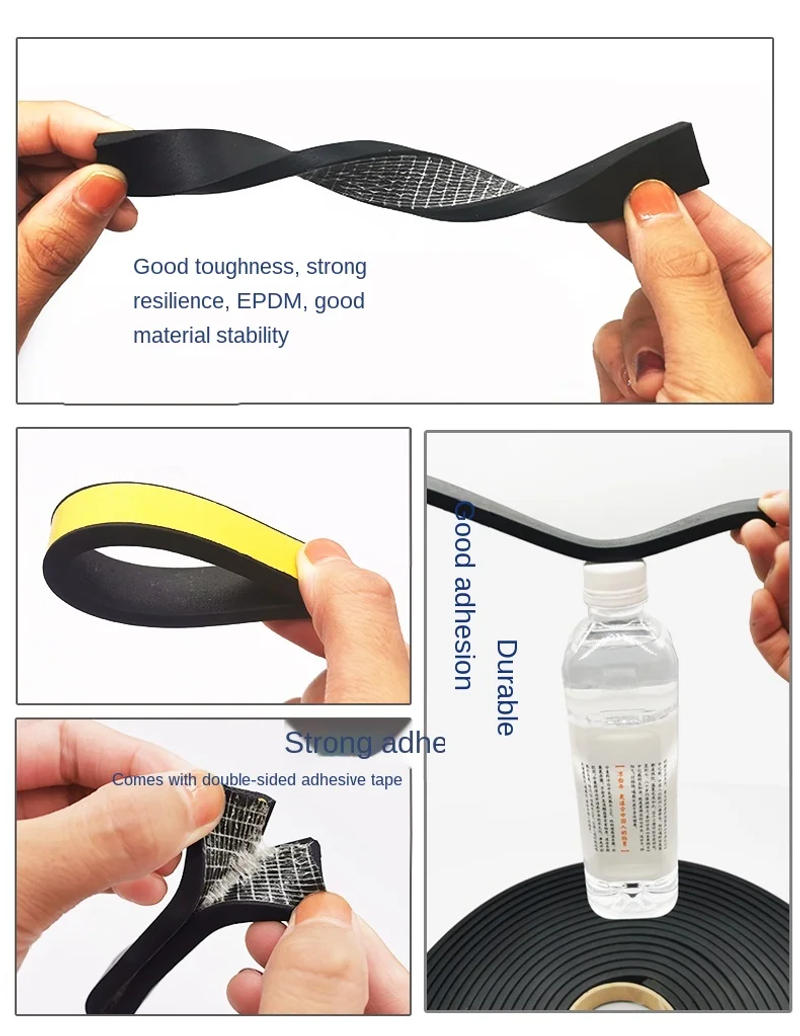 Description Picture 3 of item10M Rubber Sponge Seal Strip Door Window Seal Strip Self Adhesive Soundproof Anti-collision Tape Wall Insulation Acoustic Foam