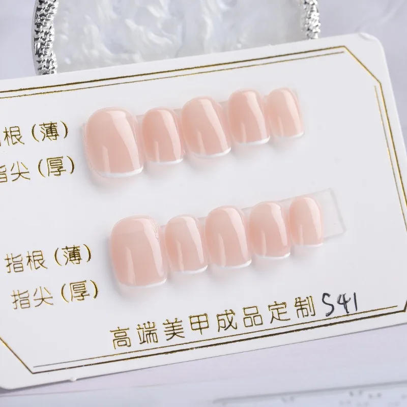 Description Picture 5 of item10Pcs Cat Eye Press on Nails Short Square False Nails with Glue Glitter Solid Color Handmade French Fake Nail Detachable Acrylic