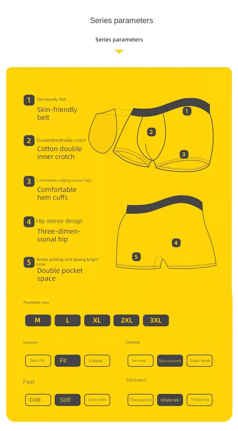 Description Picture 6 of item3Pcs Men's Boxer Shorts Cotton Underwear Solid Underpants Sexy Panties Male Breathbale Lingerie Plus Size L-6XL Wholesale Lots