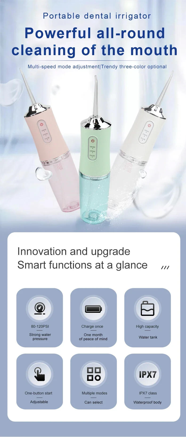 Description Picture 2 of itemNew Electric Portable Oral Irrigator Electric Floss Latest Bestop Water Pick Cordless Flosser Oral Irrigation