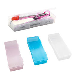 Nail Art Rectangle Plastic Storage Box Rhinestone Brush Pen Buffer Grinding Files Container Case Nail Art Equipment Tool