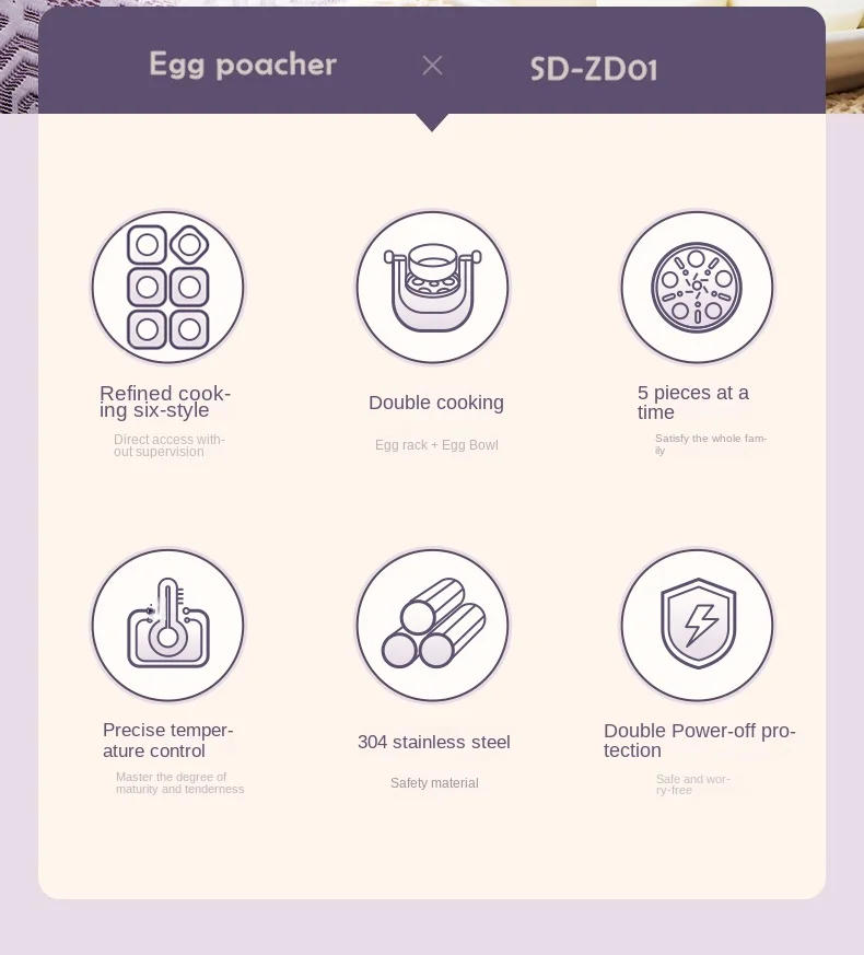 Description Picture 3 of item220V 700ML Electric Rice Cooker Egg Boiler Automatic Electric Egg Cooker DIY Breakfast Maker Multi Cooker