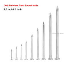 304 Stainless Steel Nails For Woodworking Round Nails Cement Wall Nails Lengthened Small Nails Concrete Nails 0.5 Inch-6.0 Inch