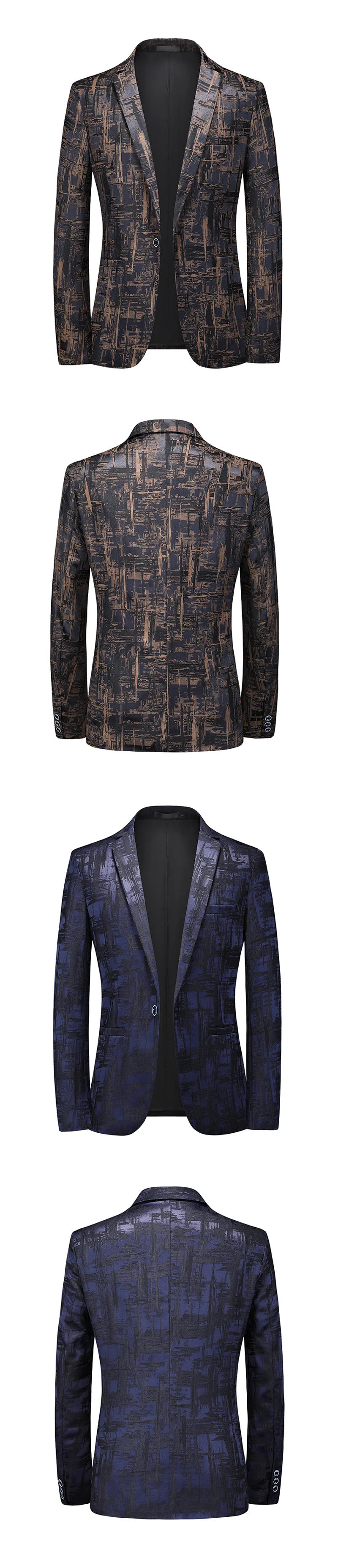 Description Picture 3 of itemFashion Men's Boutique Business Blazer Casual Personalized Pattern Design Evening Dress Suit Male Slim Fit Blazers Jacket