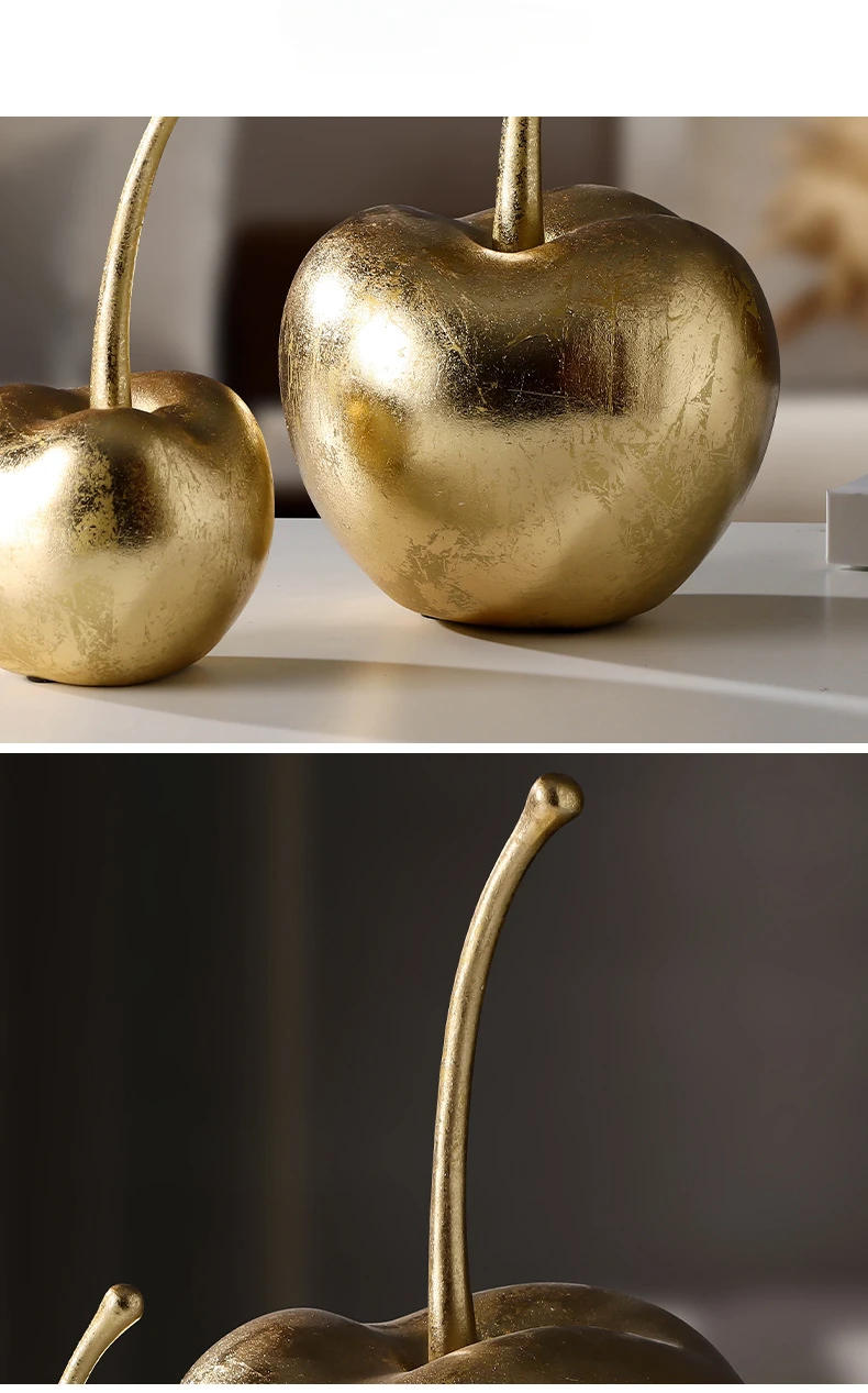 Description Picture 3 of itemResin Crafts Golden Apples Fruit Sculptures Apple Ornaments Cherry Decorative Figurines Home Decoration Accessories