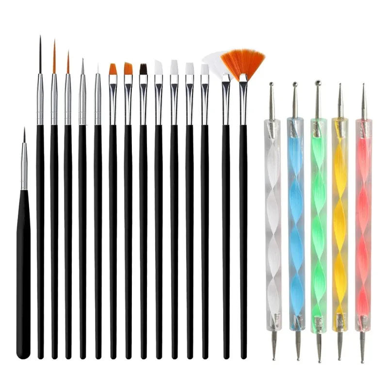 Description Picture 2 of item5/15/20Pcs Nail Art Brush Design Tip Painting Drawing Nail Brushes Set Dotting Pen Liner Acrylic UV Gel Polish Manicure Tools