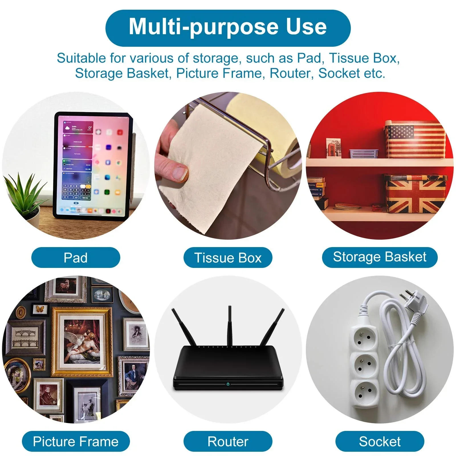 Description Picture 6 of item10/5 Pairs Double Sided Adhesive Wall Hooks Invisible Traceless Snap Hook Wall Storage Holder Bathroom Kitchen Bedroom Hook Kit