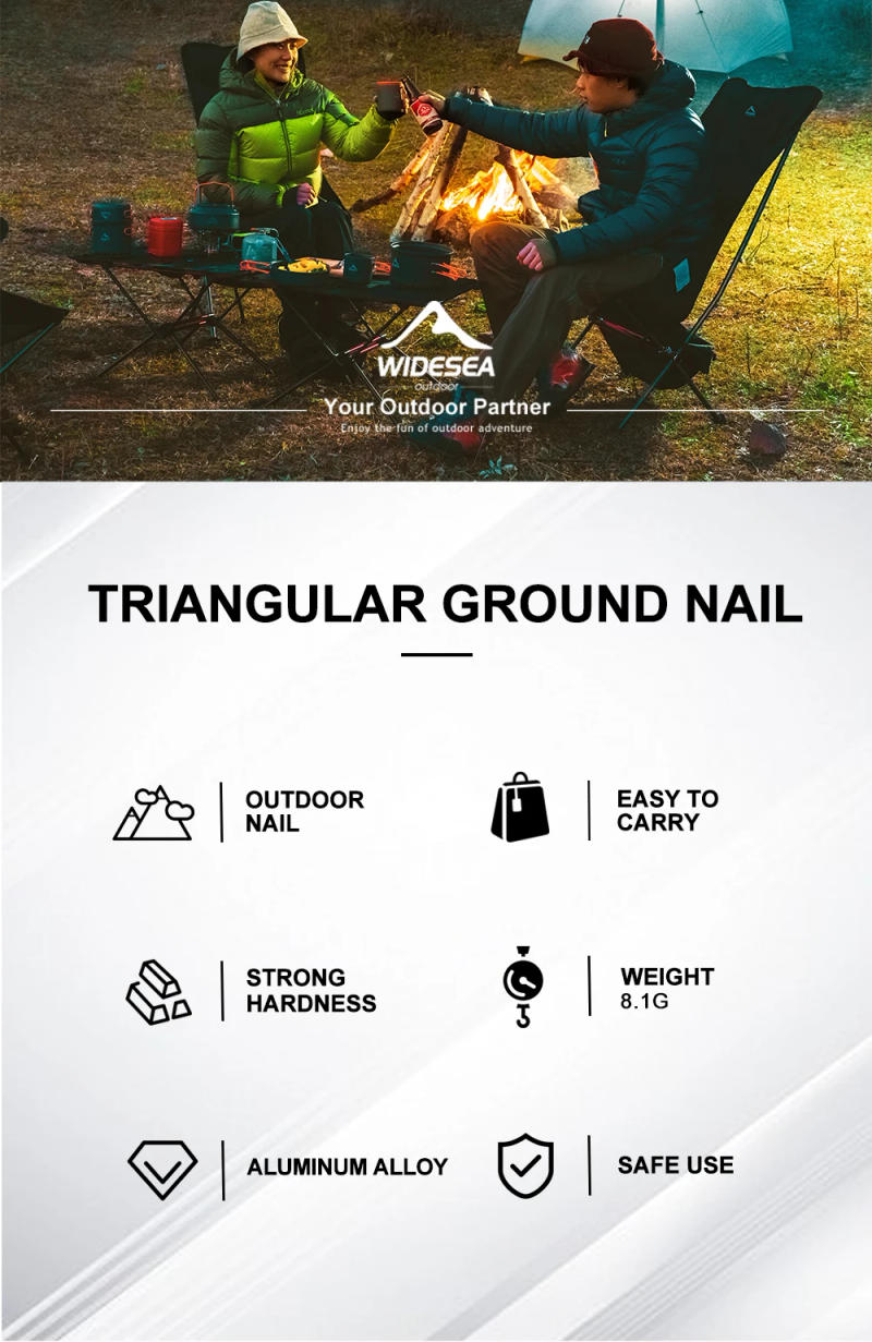 Description Picture 2 of itemWidesea Camping 4pc/set Tent Pegs Stakes Nails for Hard Snow Floor Outdoor Accessories Shelter Equipment Supplies Hiking Tourist