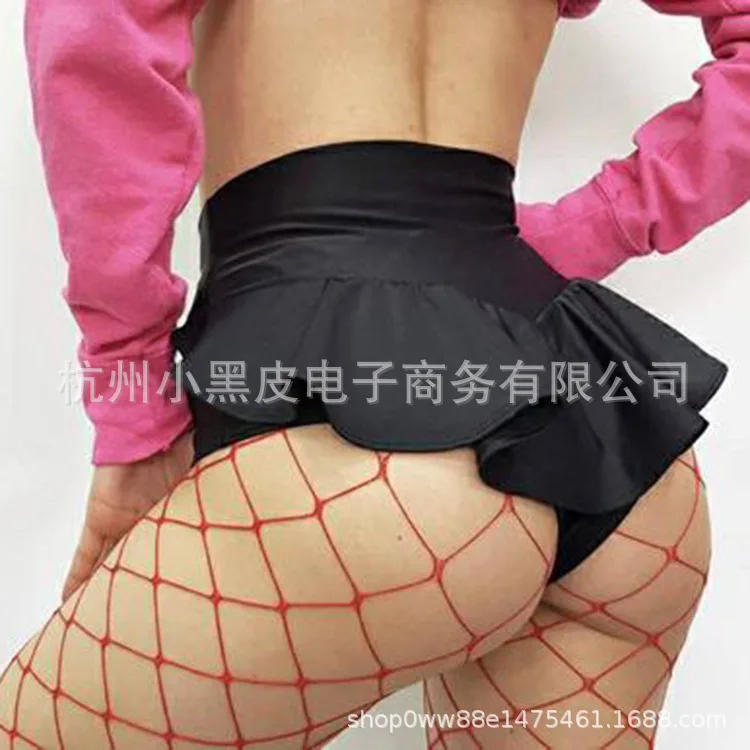 Description Picture 3 of itemSummer Women's Sexy Shorts High Waist Ruffle G-string Thong Girl Pole Dance Hot Panties Yoga Short Skirt Short Pants Lingerie