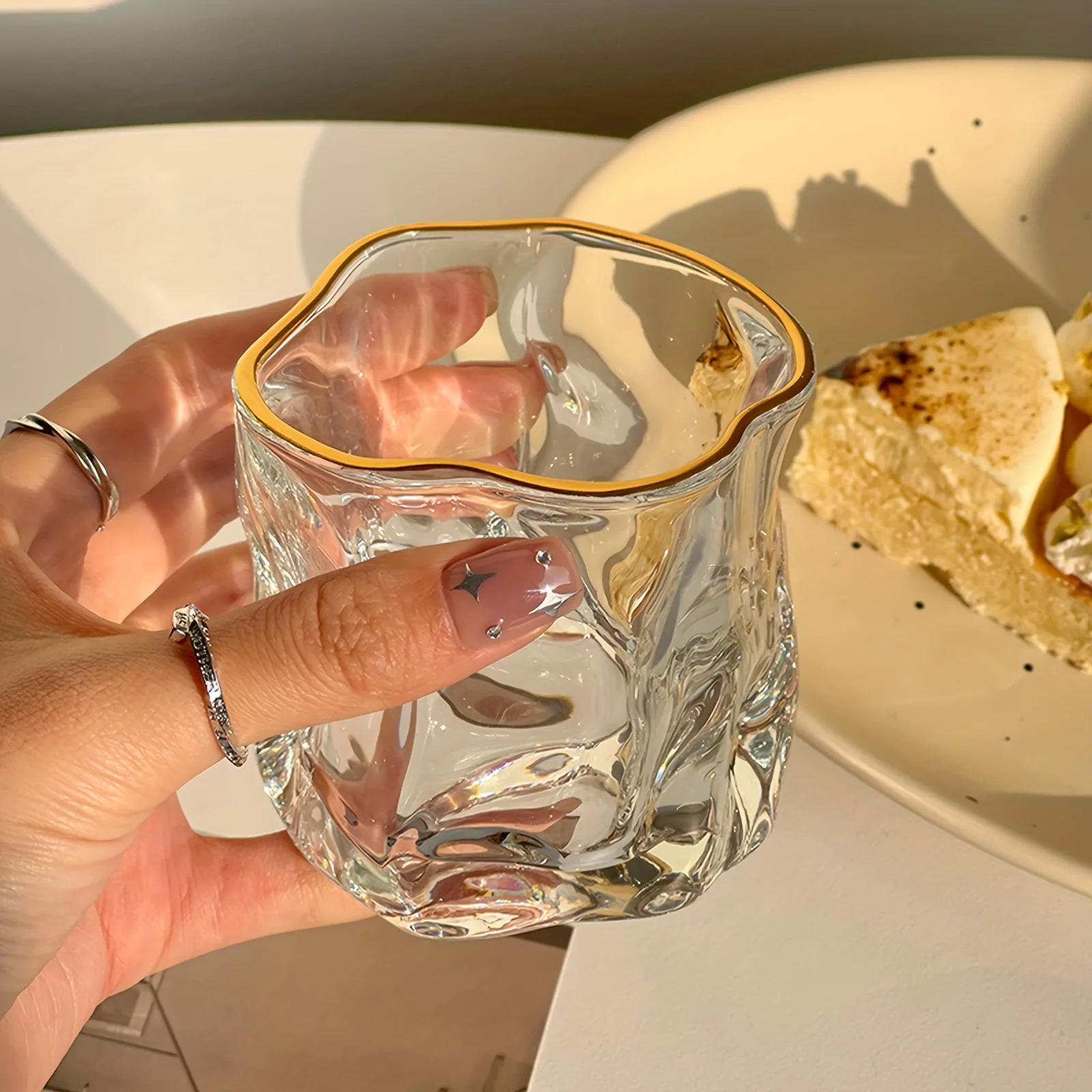 Description Picture 4 of item1pc 200ml Unique Whisky Glass Irregular Transparent Glass Wine Cup Drinking Glasses for Home Summer Beverage Cup Kitchenware