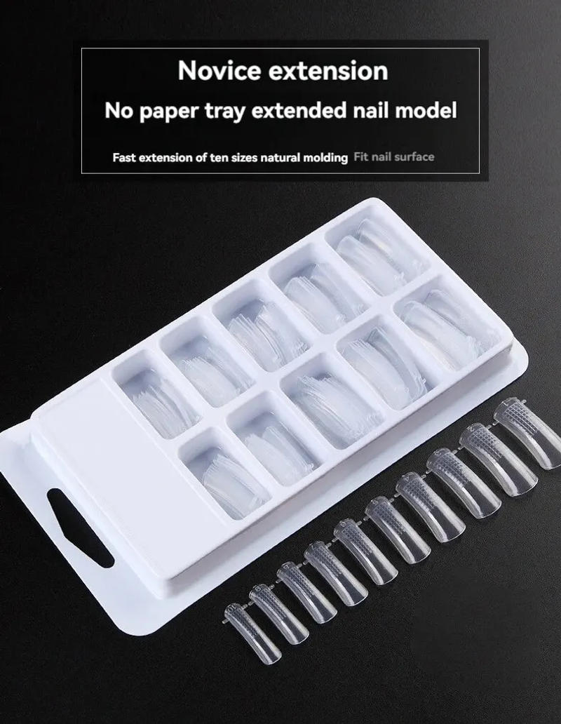 Description Picture 2 of item100PCS Nail Art Nail Tray Crystal Quick Extension Light Therapy Nail Sheet No Tray Paper Transparent Nail Sheet Fake Nails