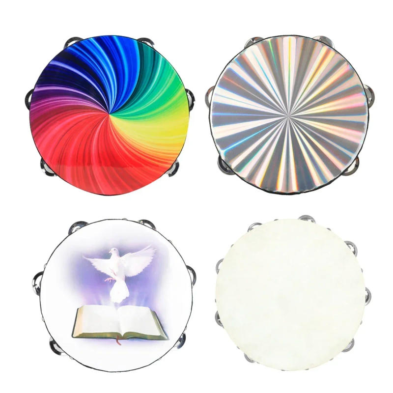 Description Picture 4 of itemIRIN 10 Inch Professional Tambourine Sheepskin Hand Drums Music Drums for Christian Dance Orff Percussion Instrument Tambourine