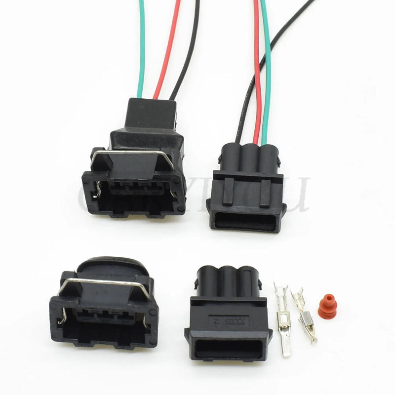 Description Picture 2 of item1 Set 3 Pin Way Automotive Waterproof Socket Plastic Housing Wiring Harness Electric Cable Connector Plug 357972763 For VW