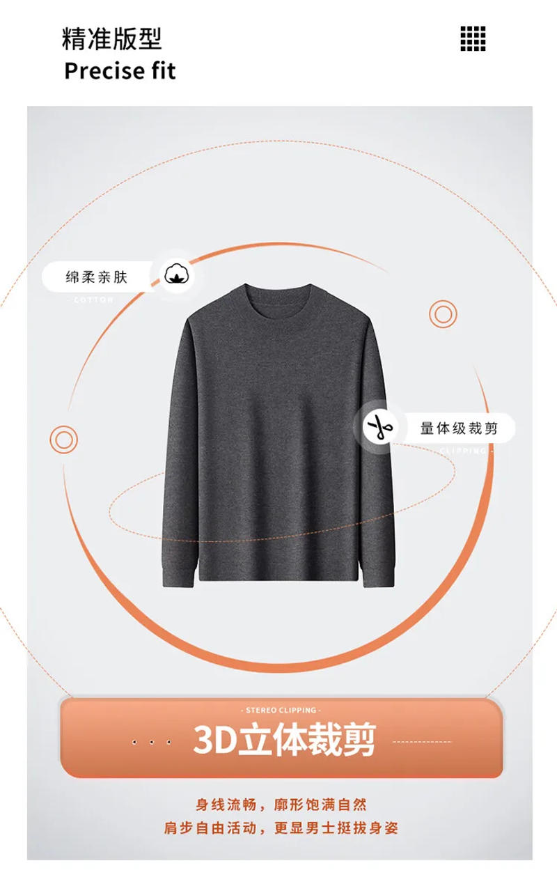 Description Picture 6 of itemMen Wool Cashmere Sweater 2024 Spring Long Sleeve Jumper O-neck Man Thin Pullovers