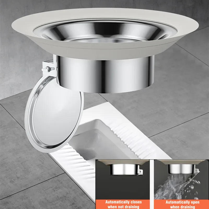 Description Picture 2 of itemSquatting Pan Anti-smell Plug 304 Stainless Steel Toilet Drain Cover Floor Drain Deodorize Stopper Bathtub  Anti-blocking Cover