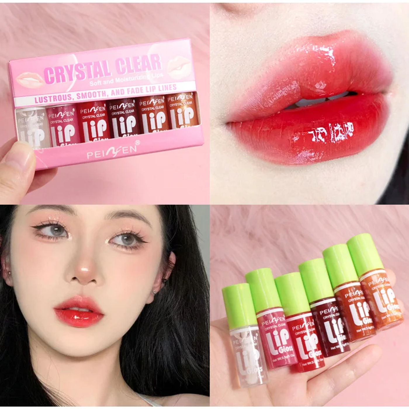 Description Picture 4 of item6-pack Lip Care Oil Jelly Moisturizes Lip Enrichment Oil Lasting Doodle Lip Mirror Lip Glaze Non-stick Cup Lipstick Makeup