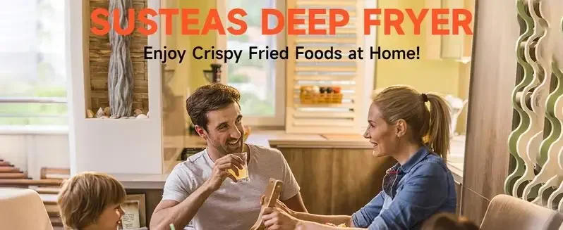 Description Picture 2 of itemSUSTEAS Deep Fryer with Basket, 1500W Electric Deep Fryers for Home Use with Temperature Control, Removable Lid and 2.5L/1.5L