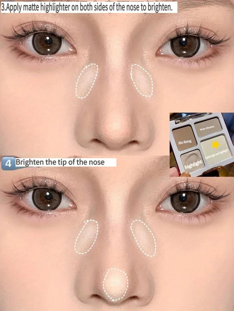 Description Picture 5 of itemTATIBEAUTY 4-Color Contour Palette Multi-Use Matte Brightener Shimmer Highlight for Eye Shadow And Contouring