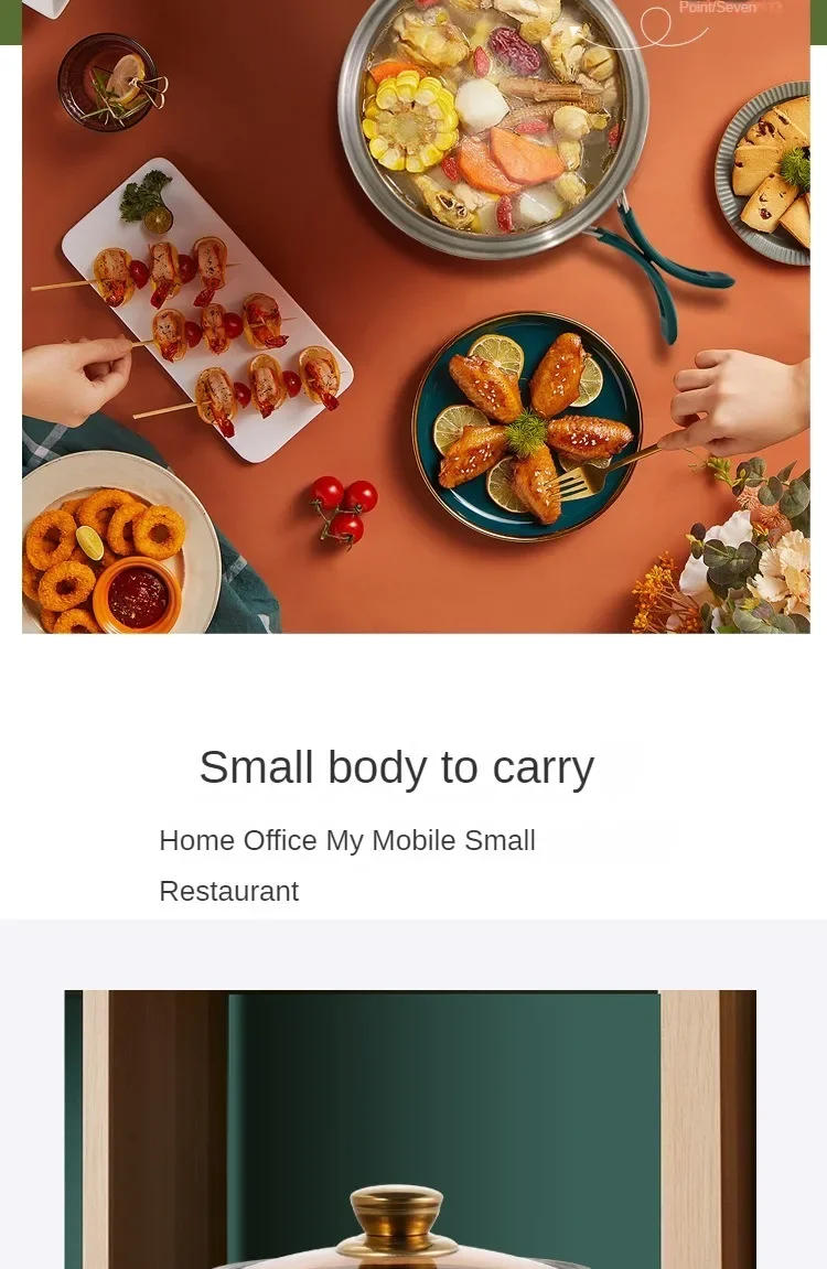 Description Picture 5 of item110V/220V Travel Rice Cooker Portable Split Frying Pan Electric Stew Soup Pot Boiler Cooking Skillet Mini Hotpot Food Steamer