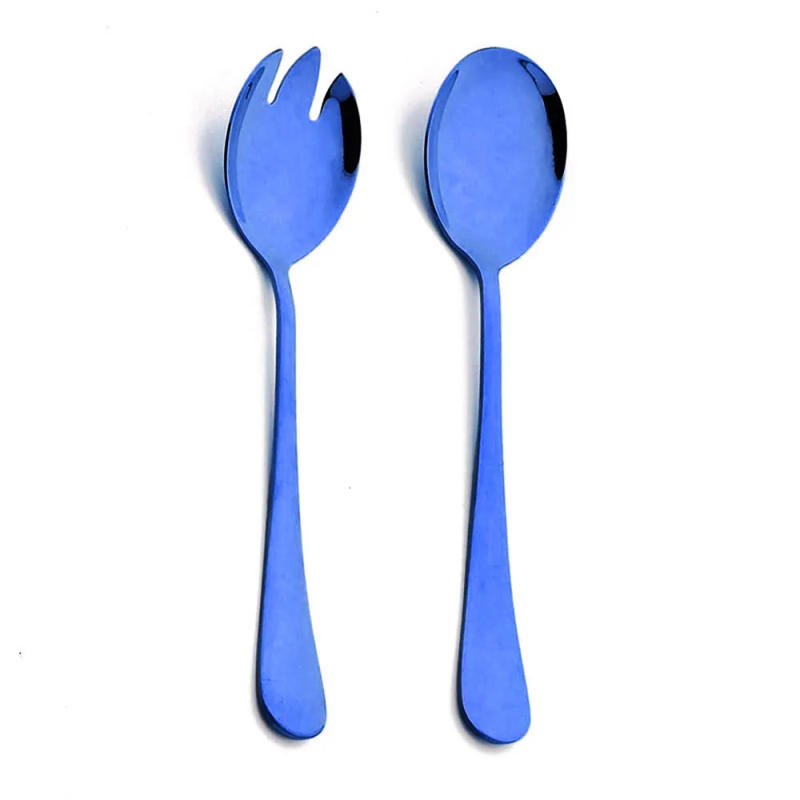 Description Picture 6 of item2Pcs Black Salad Spoon Fork Stainless Steel Salad Dessert Spoon Cutlery Set Serving Spoons Kitchen Utensils Accessorie Tableware