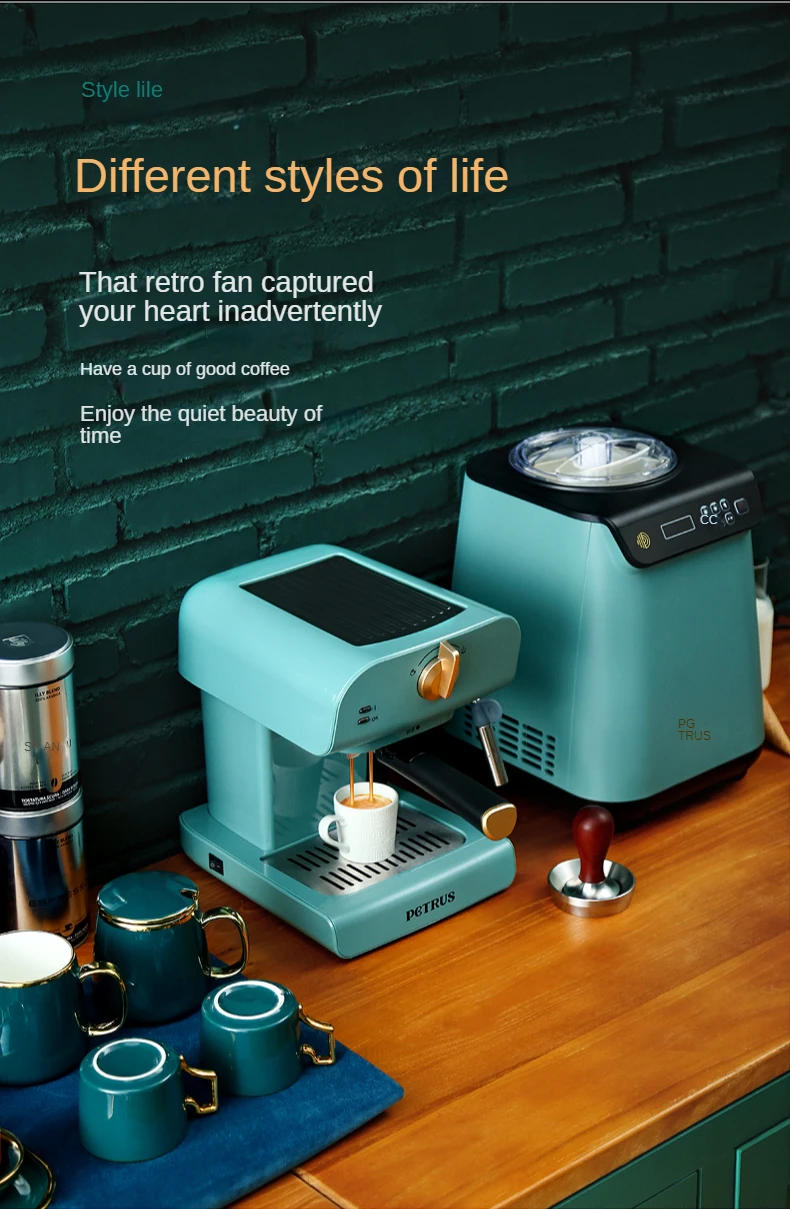 Description Picture 4 of itemRetro coffee machine home small fully semi-automatic Italian espresso commercial steam milk froth kitchen appliance