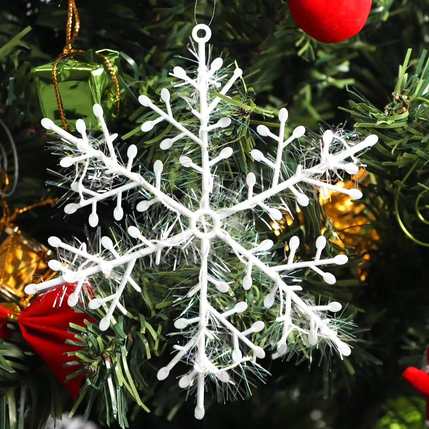 Description Picture 6 of item120/30PCS Christmas Snowflake Ornaments Glitter Fake White Snowflake Xmas Tree Hanging Pendents New Year Home Party Decorations