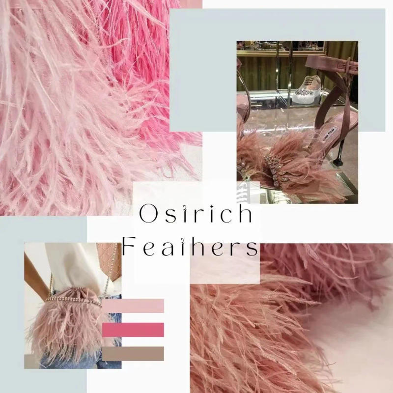 Description Picture 2 of item1Meter Colorful Real Ostrich Feather Trims Ribbon 8-10cm White Plumes for Party Dress Clothing Decoration Sewing Feathers Crafts