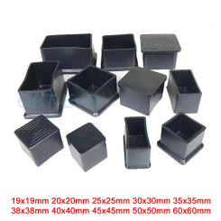 1/2/4Pcs 19 - 60mm Black PVC Soft Rubber Pipe Sleeve Square Caps Protection Gasket Dust Seal End Cover for Pipe Furniture