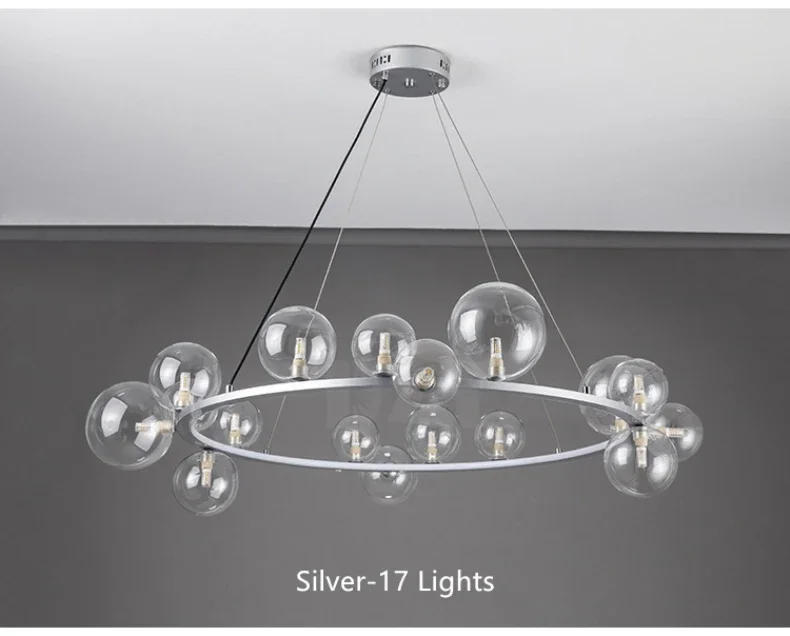 Description Picture 6 of itemGlass Ball Chandelier for Dining Room Living Room Nordic Glass Ball Bedroom Bedside Small Chandelier Bubble Light Chandelier