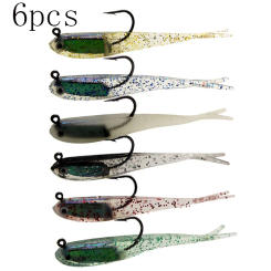 6pcs Silicone Soft Bait 75mm/6g Swim Tail Jigging Wobblers Fishing Lure Artificial Spoon Rubber Baits Sea Bass Pike Tackle