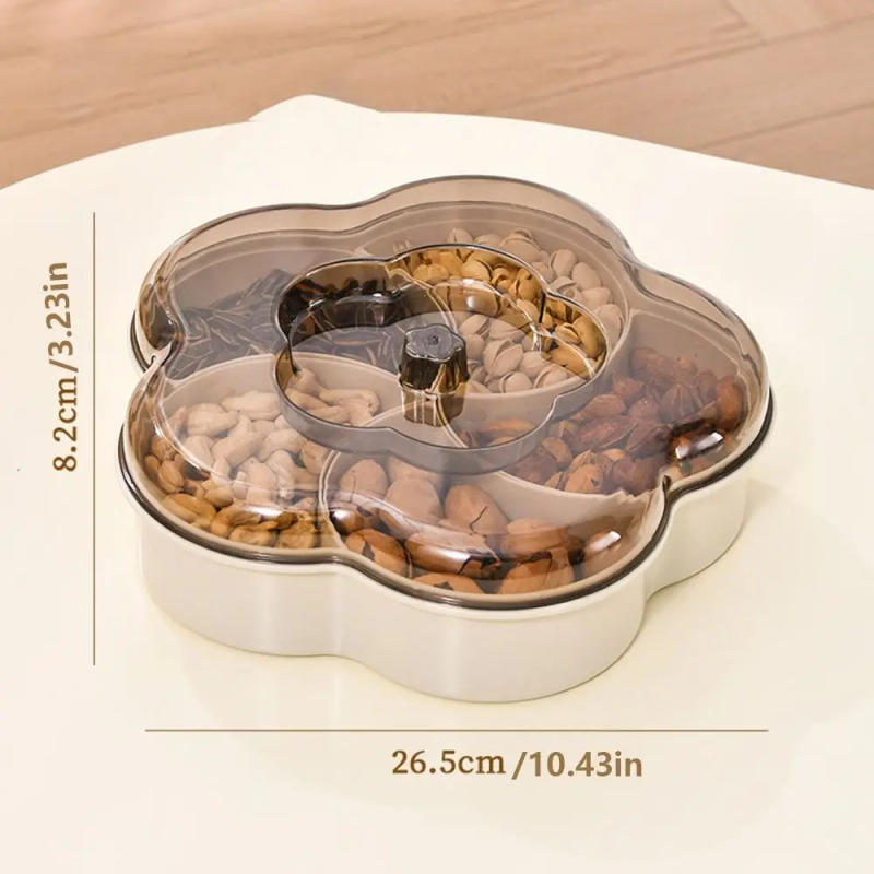 Description Picture 2 of itemDurable With Lids Divided Serving Tray Dust-proof Large Capacity Snack Storage Fruit Bowl Modern Plastic Candy Tray Living Room