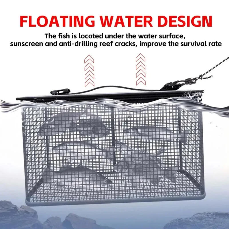 Description Picture 4 of itemSanta King Floating Fish Basket Foldable Fishing Holder Minnow Bucket Portable Collapsible Fishing Net Storage Cage