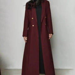 New Fashion Women Blazer Burgundy Chic Peak Lapel Floor Length Outerwear Daily Casual Office Lady Female Jacket Only 1 Piece