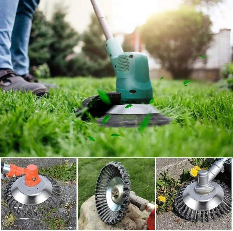Description Picture 2 of item6/8/10 Inch Weed Brush Cutter Head Lawn Mower Universal Grass Trimmer Head Steel Wire Wheel Brush Disc Garden Trimmer Heads