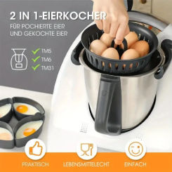 2-in-1 egg steamer suitable for Thermomix TM5 TM6 TM31, used for boiling eggs, cooking baskets, kitchen utensils and tools. ﻿