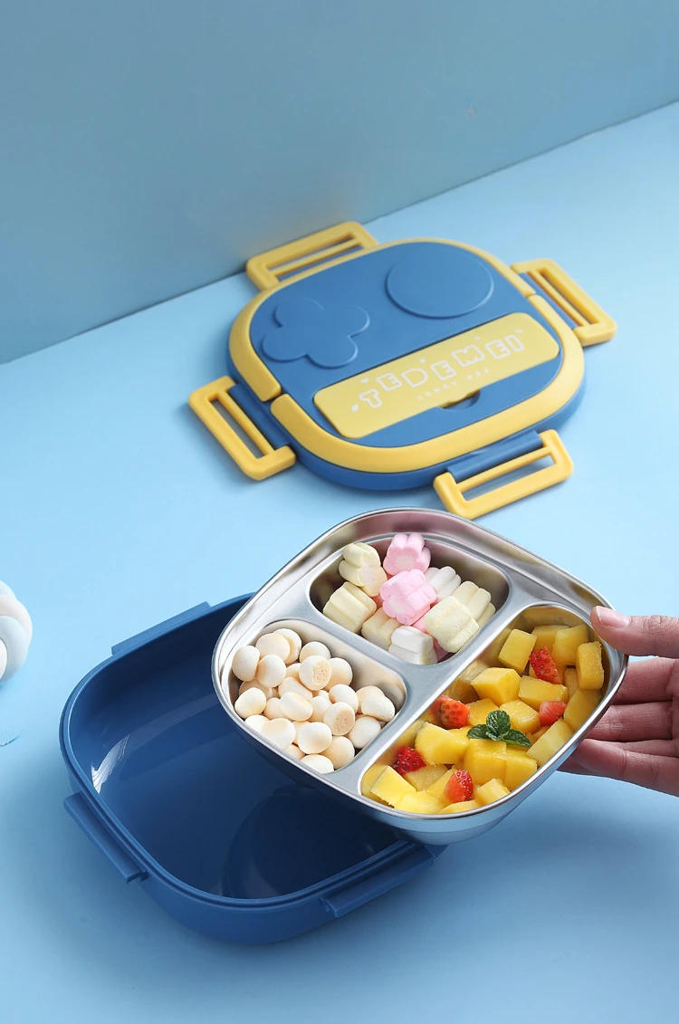 Description Picture 6 of itemStainless Steel Lid Picnic Bento Box with Compartment Children Metal Lunch Boxes Insulated Travel Leakproof Food Lunch Container