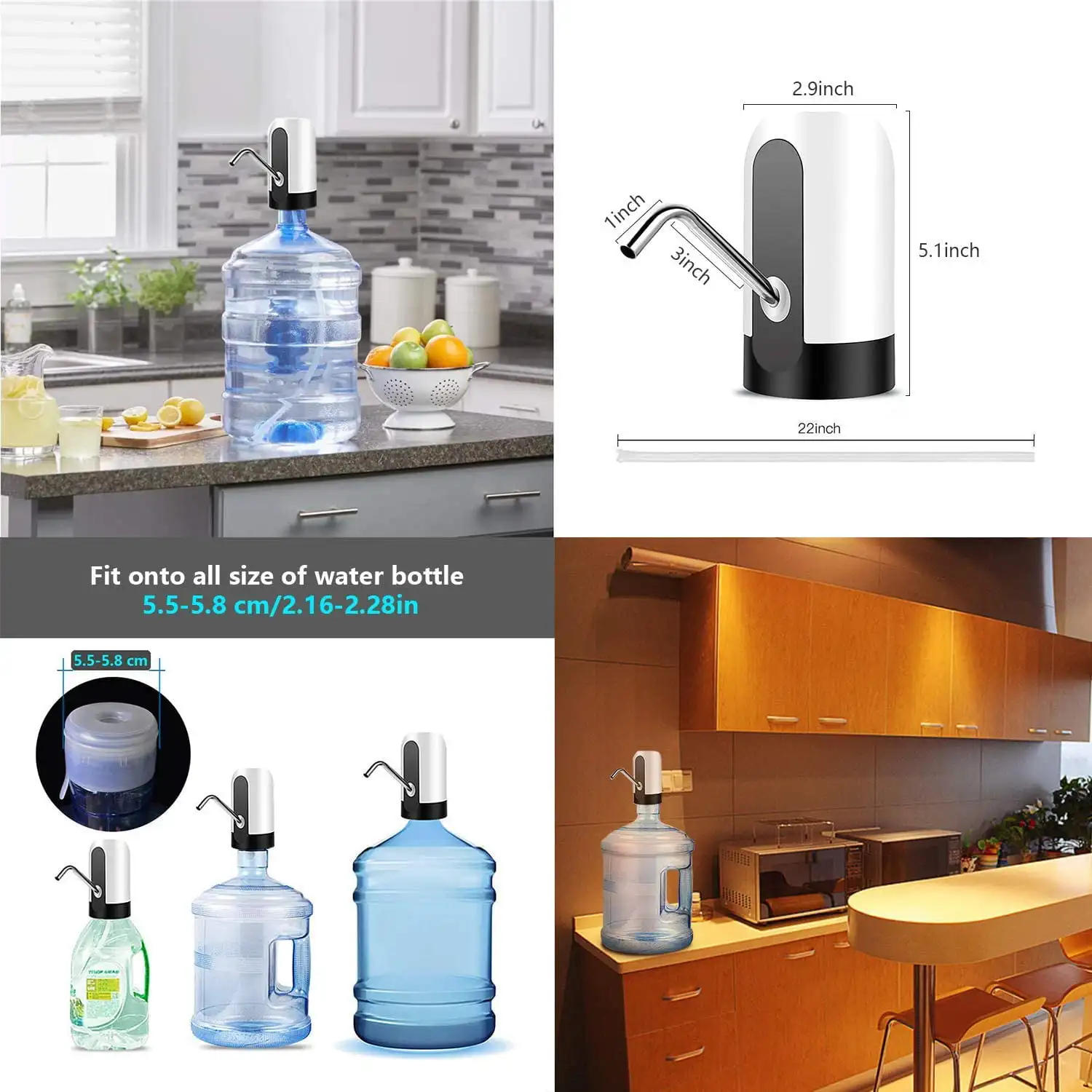 Description Picture 3 of itemDrinking fountain Electric Portable Water Pump Dispenser USB Charging Automatic Drinking Bottle Switch Silent Touch 19 liters